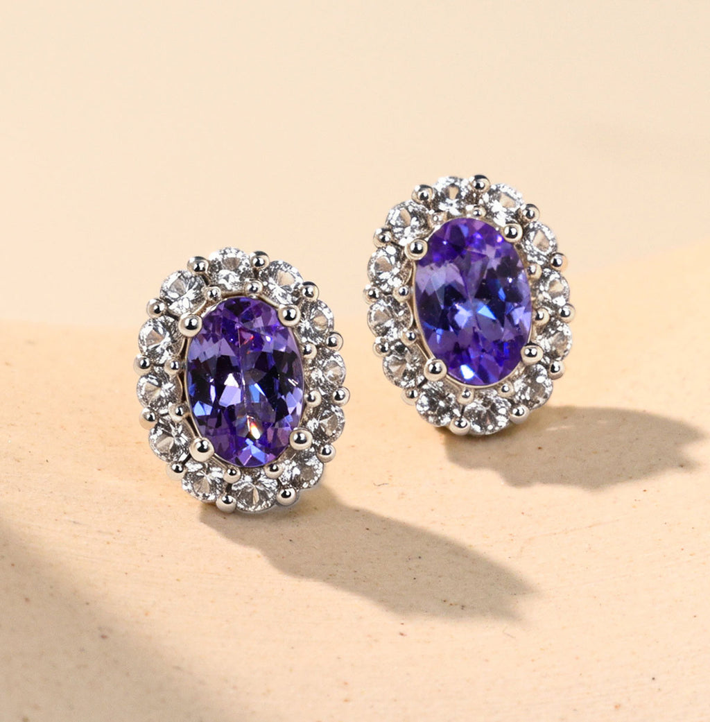 Violet Halo Stud Earrings